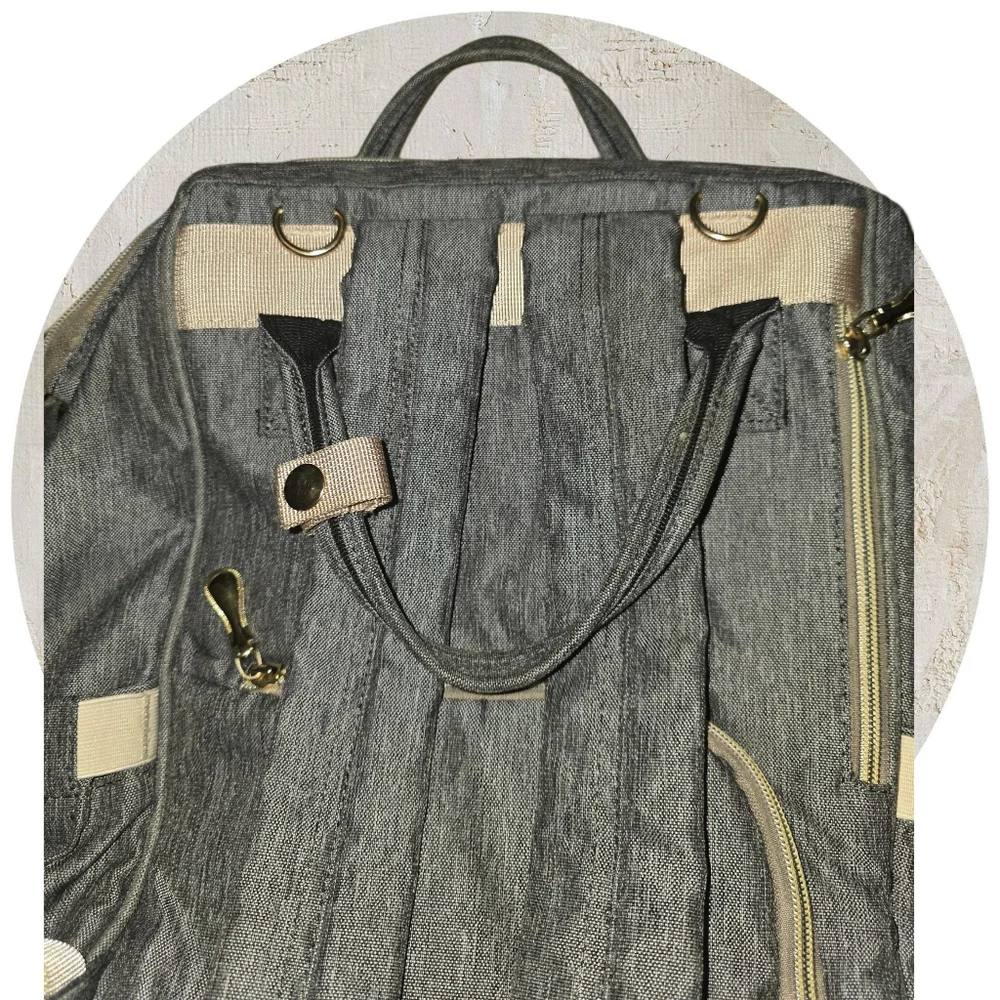 Gray‎ Backpack / Diaper Bag Gold Hardware